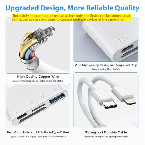 Verilux® Multi Card Reader for iPhone SD Card Reader 4 in 2 USB C Lightning to SD TF Card Flash Drive Reader Support Fast Charging for iOS Devices Portable 3PCS Verilux® Multi Card Reader for iPhone SD Card Reader 4 in 2 USB C Lightning to SD TF Card Flash Drive Reader Support Fast Charging for iOS Devices Portable 3PCS